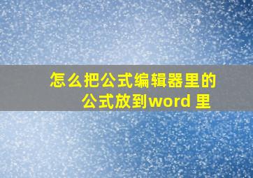 怎么把公式编辑器里的公式放到word 里